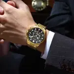 Nibosi 2512 High Quality Stainless Steel & Multifunction Chronograph Men's Watch – Dial Color: Black Gold, Strap Color: Gold – Thumbnail 7